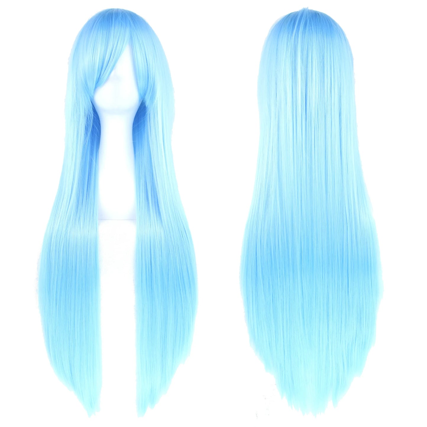 Soowee Long Synthetic Hair White Purple Cosplay Wigs Party Black Straight Wig Hairpiece Women