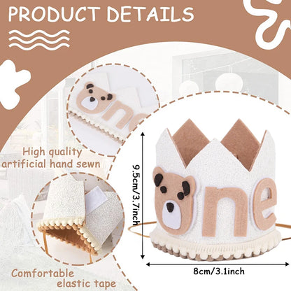 Baby's First Birthday Crown – Little Bear "One" Party Hat