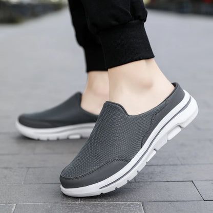 Men's Breathable Mesh Slip-On Mules – Thick Sole Indoor Outdoor Slides