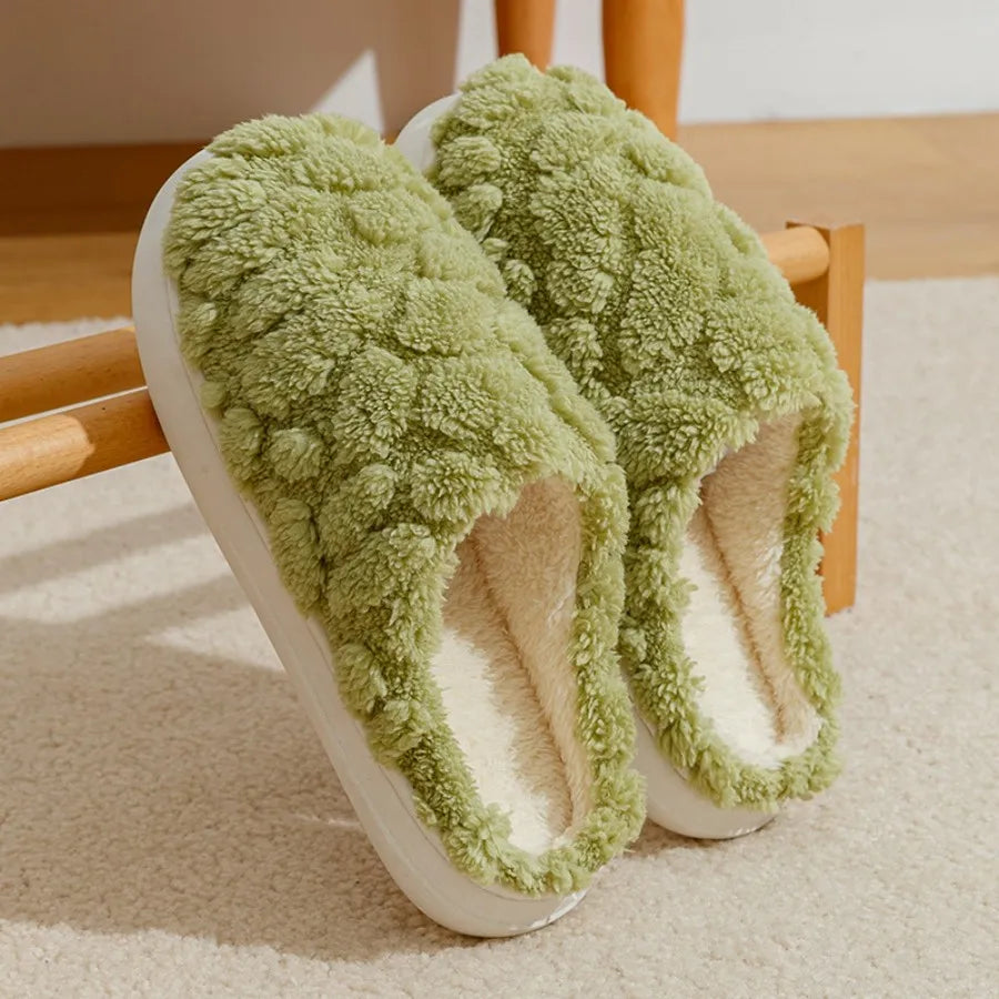 Winter Warm Plush Slippers - Unisex Couple S Silent Soft Sole House Shoes Non-Slip Thick Fleece