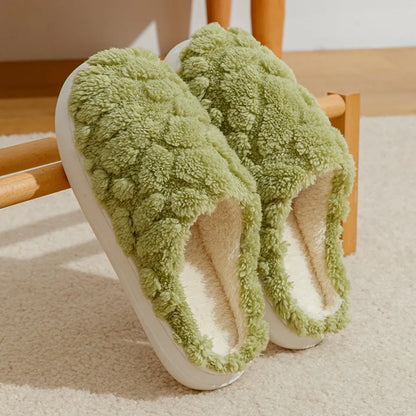 Winter Warm Plush Slippers - Unisex Couple S Silent Soft Sole House Shoes Non-Slip Thick Fleece