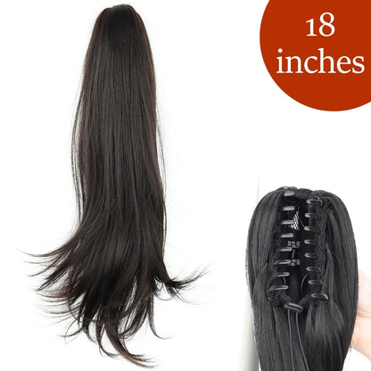 Synthetic Long Straight Claw Clip Ponytail Hair Extensions 24inch Heat Resistant Pony Tail Piece