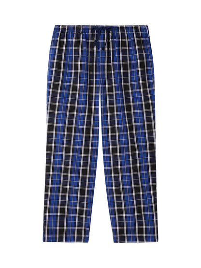 Men's Checked Cotton Pajama Pants with Pockets