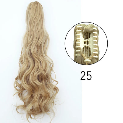 Synthetic Long Straight Claw Clip Ponytail Hair Extensions 24inch Heat Resistant Pony Tail Piece