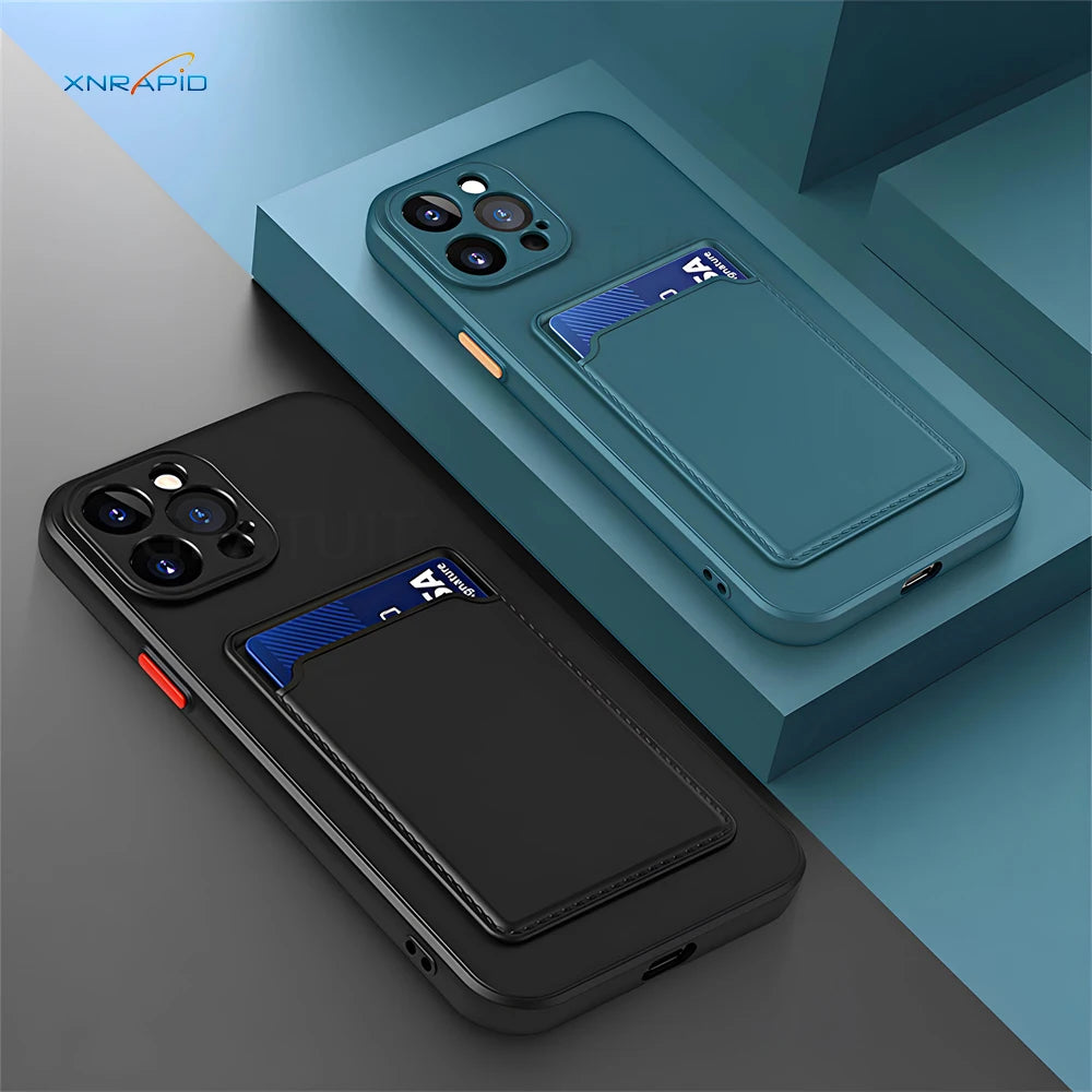 Luxury Soft Silicone Wallet Case Funda Iphone 17 Air 16 15 14 11 13 12 Pro Max Plus Card Holder Slot