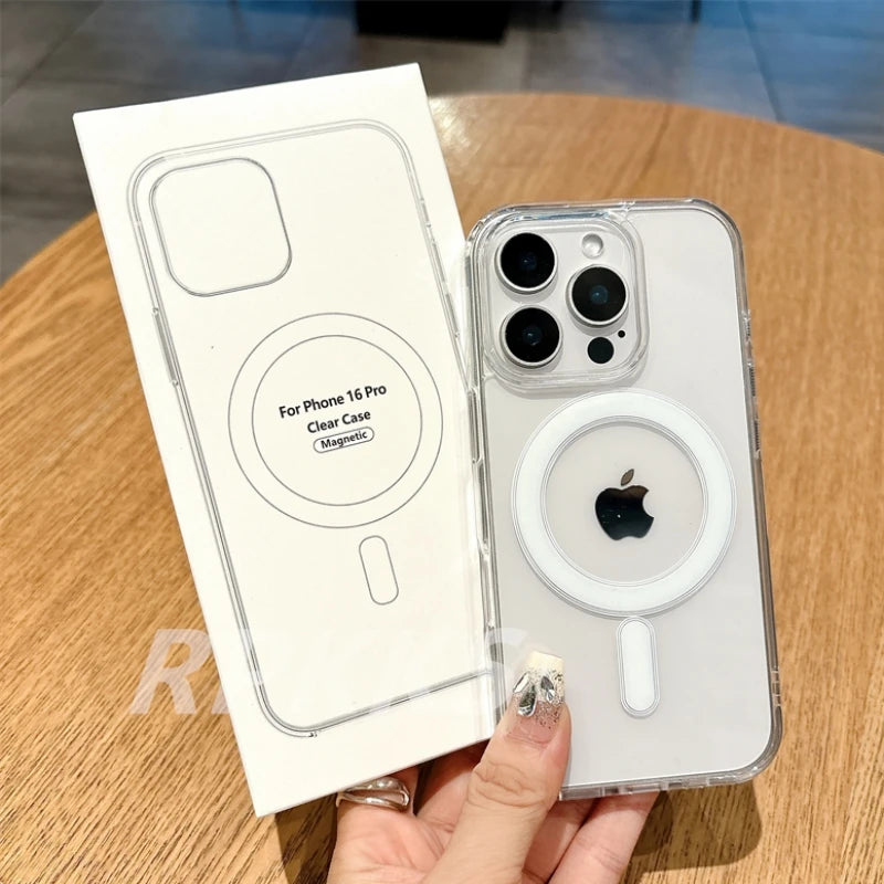 Transparent Magsafe Magnetic Wireless Charge Case Iphone 11 12 13 14 15 16 17 Pro Xs Max Xr 16e Air