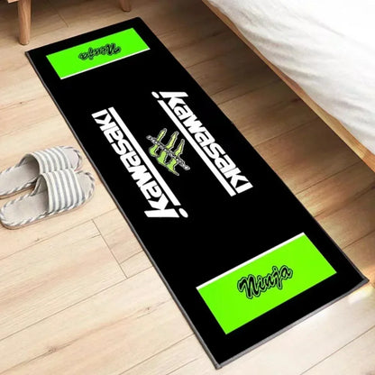 Kawasaki Motorcycle Area Rug Anti-Slip Floor Mat for Garage & Home Decor