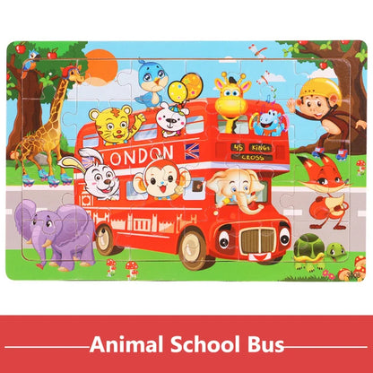Wooden Cartoon Animal Puzzle for Kids – 30 Pieces Montessori Toy