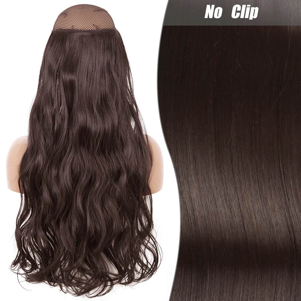No Clips Natural Hair Extension Synthatic Artificial Long Straight Hairpiece Blonde Black Mixed
