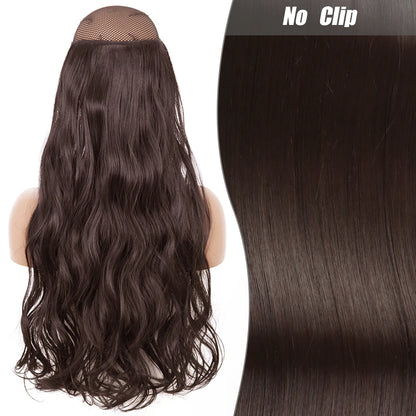 No Clips Natural Hair Extension Synthatic Artificial Long Straight Hairpiece Blonde Black Mixed