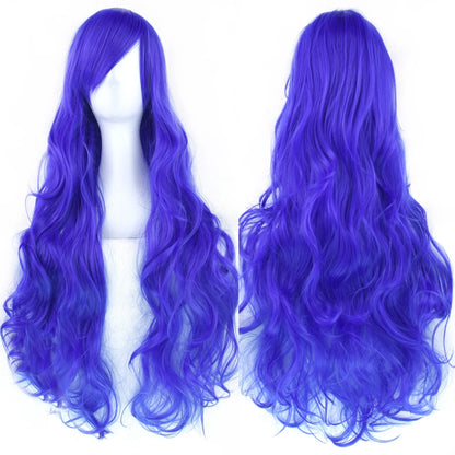 Soowee Curly Long Synthetic Hair Green Wig Hairpiece Pink Black Party Cosplay Wigs Women