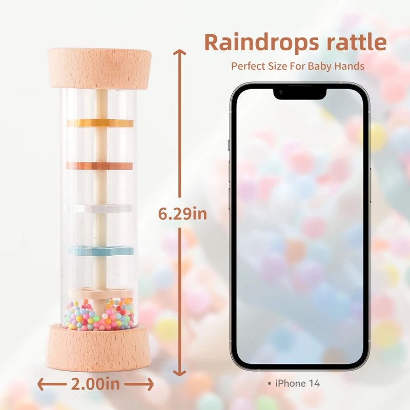 Montessori Baby Rain Stick Sensory Rattle Toy