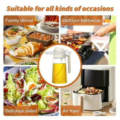 2-in-1 Oil Spray & Pour Bottle with Auto Lid – 500ml