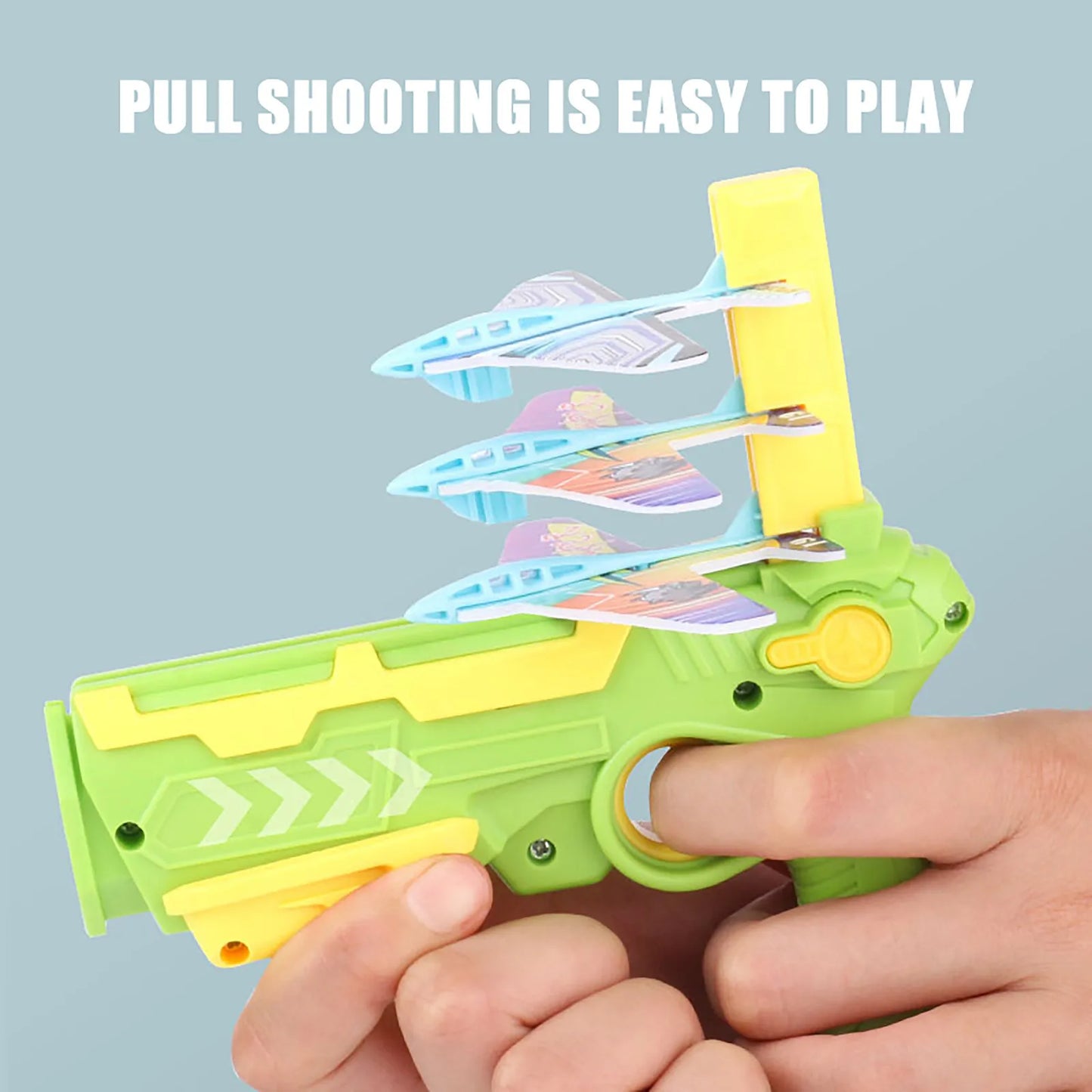 Airplane Launcher Toy Gun – 6 Foam Glider Planes for Kids