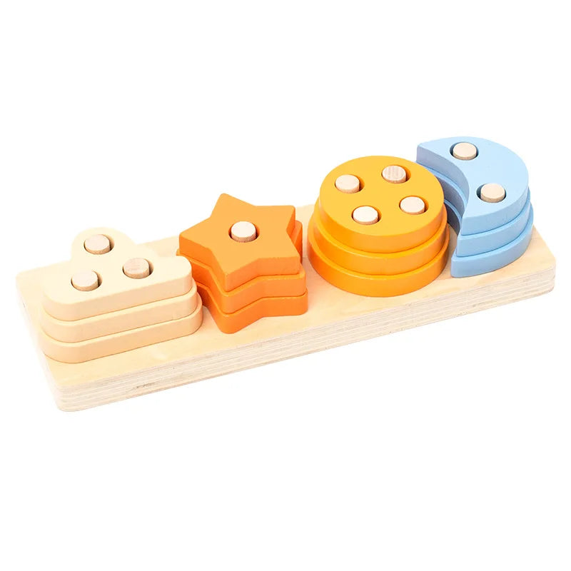 Montessori Wooden Shape Sorting Stacking Toy for Toddlers