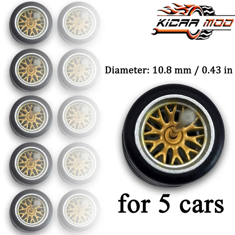 1:64 Scale Rubber Wheels Upgrade Set – 5 Cars (10 Wheels)
