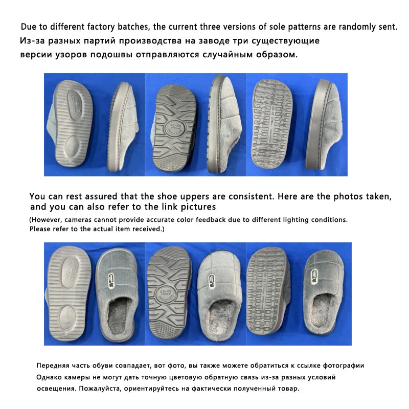 Big Size 50 51 Winter Slippers Women Men Thick Sole Indoor Home Warm Couples Shoes Non-Slip Flat