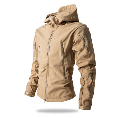 Men's Tactical Soft Shell Jacket – Waterproof Fleece Hooded Coat
