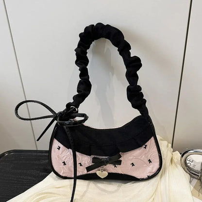 Gingham Lace Shoulder Bag – Cute Underarm Bag for Women