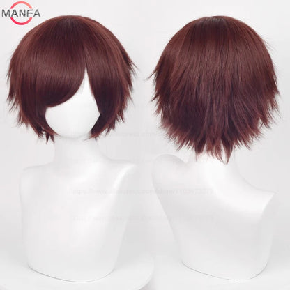 Anime 30cm Short Straight Cosplay Wig Black White Green Brown Purple Blue Gray Red Gold Man Women