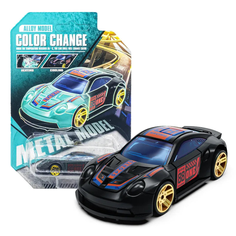 Color-Changing Die-Cast Racing Car Toy – 1:64 Pull Back Model