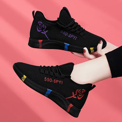 Women's Mesh Sneakers – Lightweight Lace-Up Vulcanized Platform Shoes