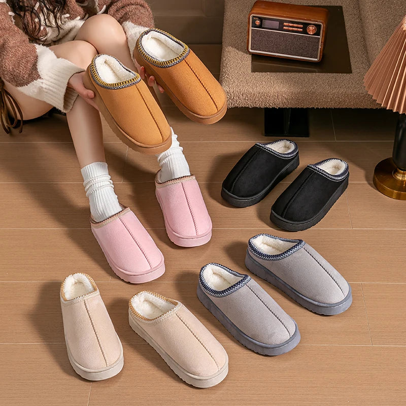 Women S Plush Slippers Winter Warm House Shoes Thick Eva Sole Indoor Outdoor Use Cozy Non-Slip