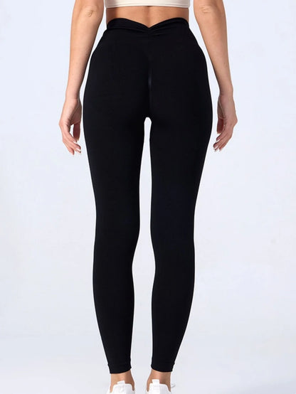 Seamless High-Waist Leggings – Peach Hip Lift V-Fold Fitness Pants