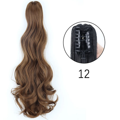Synthetic Long Straight Claw Clip Ponytail Hair Extensions 24inch Heat Resistant Pony Tail Piece