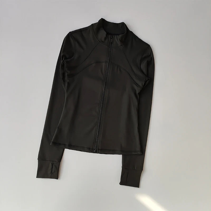 Full-Zip Athletic Jacket – Women's Slim Fit Stand Collar Sports Top