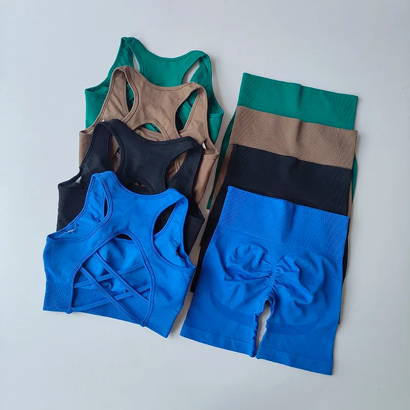 2-Piece Women's Seamless Yoga Set – Sports Bra & Shorts
