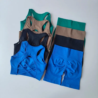 2-Piece Women's Seamless Yoga Set – Sports Bra & Shorts
