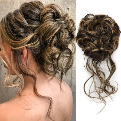 Synthetic Fiber Messy Bun Hairpiece Scrunchie Fake Chignon Hair Extensions Accessories Women Daily