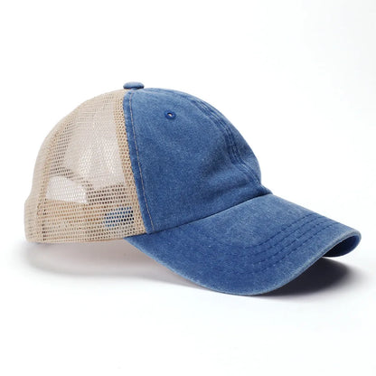 Washed Cotton Trucker Hat – Unisex Mesh Baseball Cap