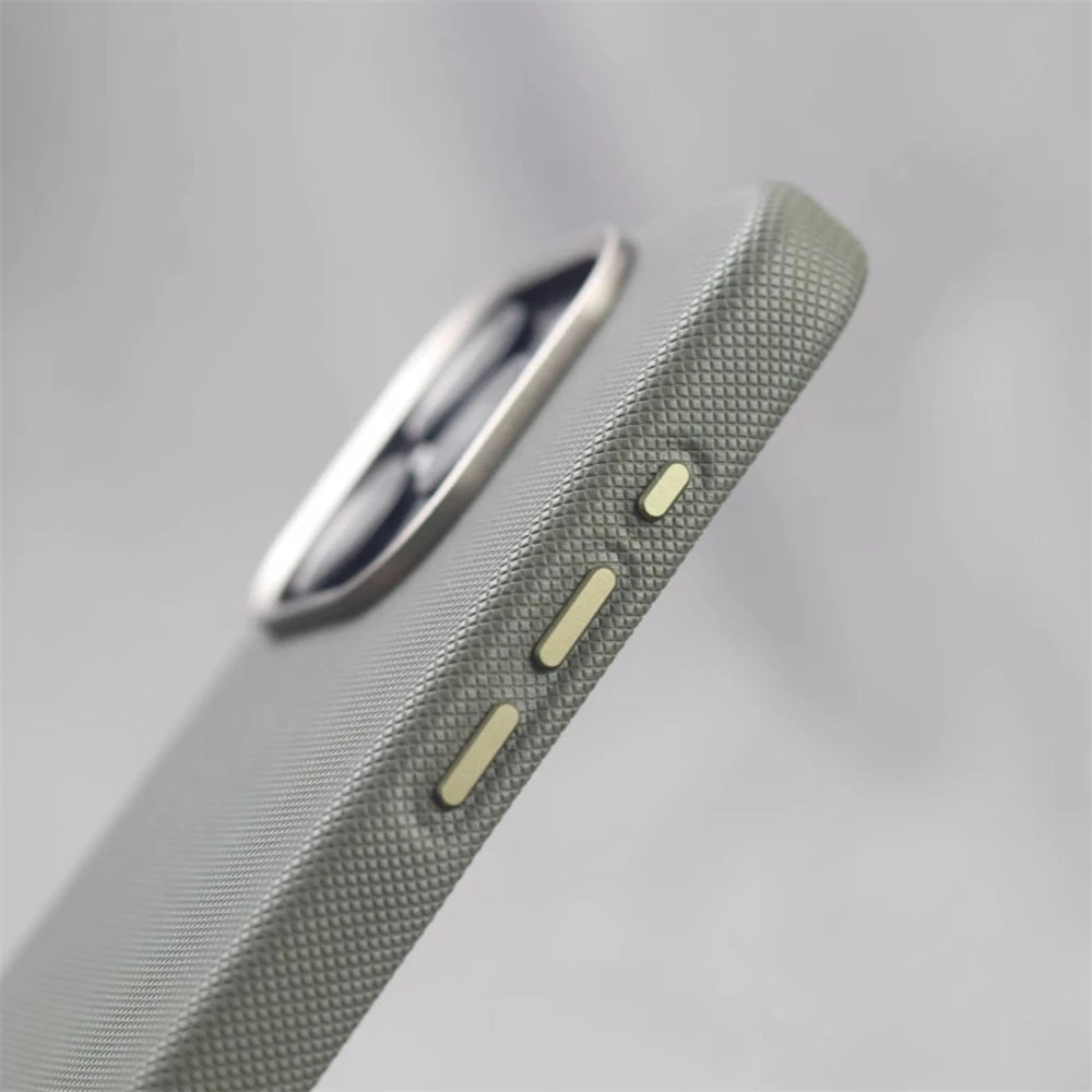 Luxury Alloy Lens Frame Particle Pu Leather Magnetic Case Iphone 17 16 Pro Max 15 14 13 Magsafe