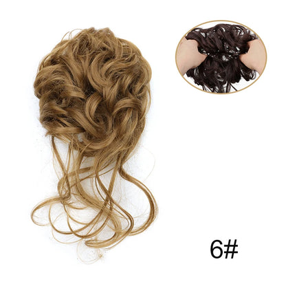 Synthetic Fiber Messy Bun Hairpiece Scrunchie Fake Chignon Hair Extensions Accessories Women Daily