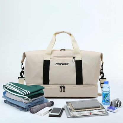 Expandable Travel Duffle Bag with Shoe Compartment – Women's Weekend Overnight Bag