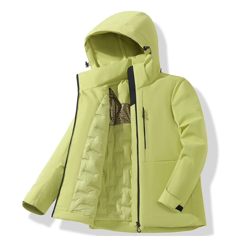 Unisex Waterproof Fleece-Lined Jacket – Windproof Thermal Outdoor Coat