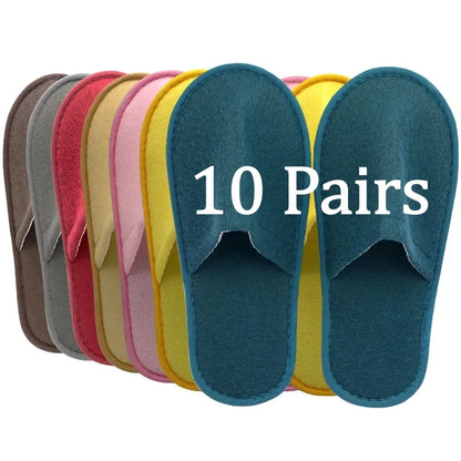 5-10 Pairs Disposable Slippers Women Men Home Soft Plush Slides Unisex Travel Hotel Households