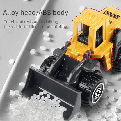 6-Piece Alloy Construction Truck Toy Set – Excavator, Loader & Tractor