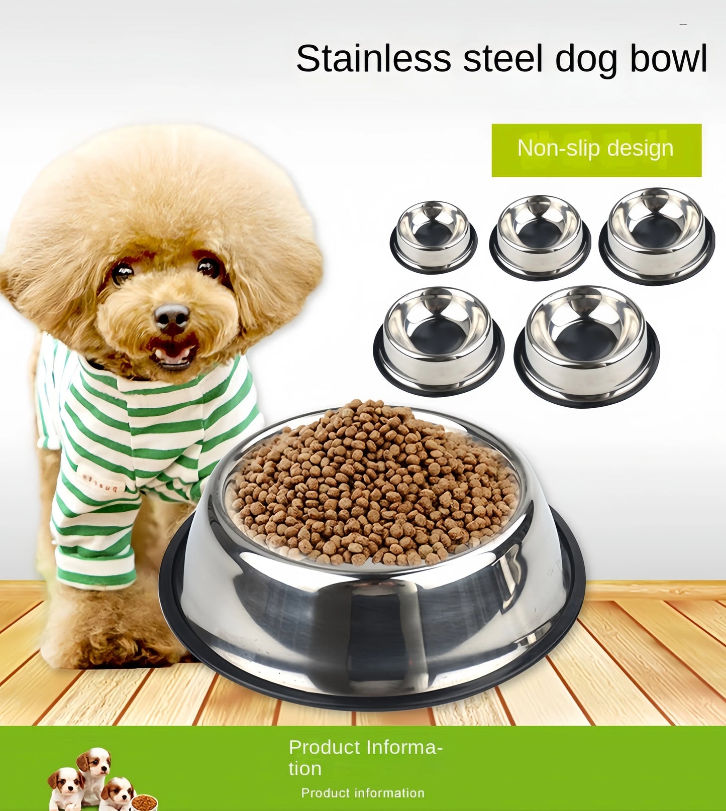 Stainless Steel Pet Bowl for Dogs & Cats – 6 Sizes