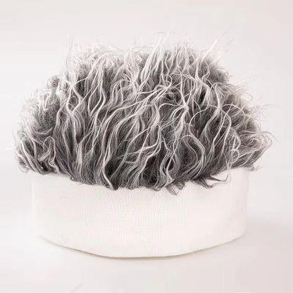 Wig Beanie Hat – Funny Faux Hair Knit Cap for Men & Women
