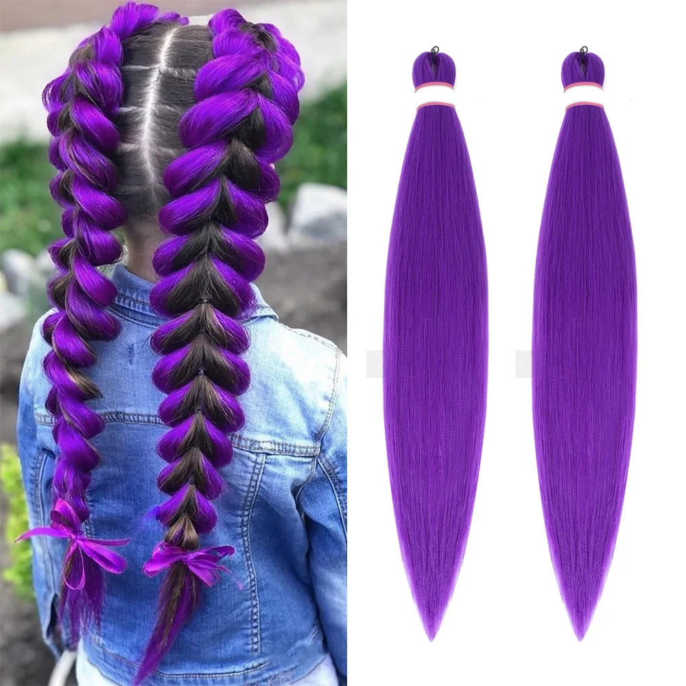 Purple Pre-Stretched Braiding Hair 24 Inch – Yaki Texture Synthetic Braid Extensions