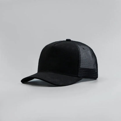 Suede Mesh Trucker Cap – Five-Panel Baseball Hat for Men & Women