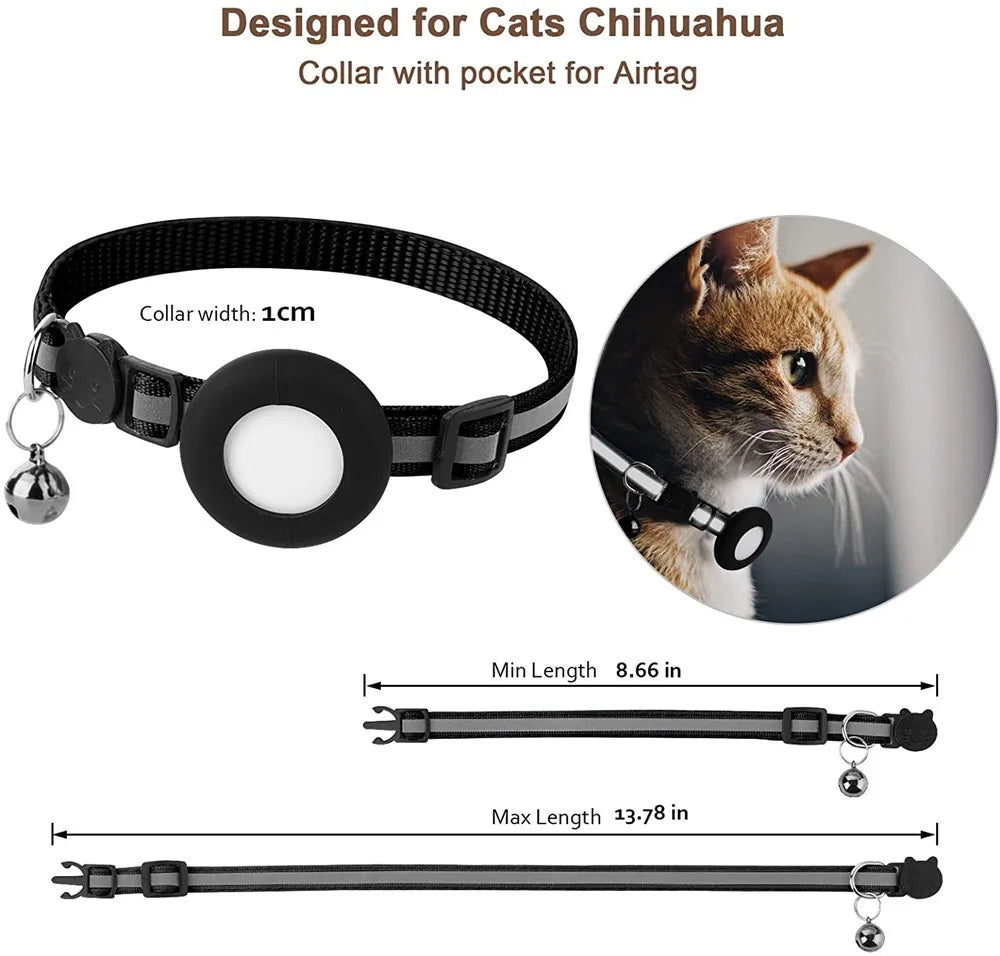 AirTag Pet Collar with GPS Holder – Adjustable Anti-Lost Collar for Cats & Puppies