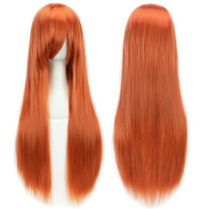 Soowee Long Synthetic Hair White Purple Cosplay Wigs Party Black Straight Wig Hairpiece Women