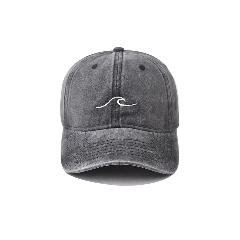 Wave Embroidered Baseball Cap – Washed Cotton Dad Hat