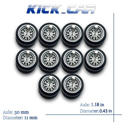1:64 Scale Rubber Wheels Upgrade Set – 5 Cars (10 Wheels)