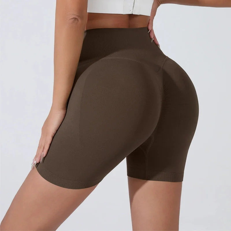 Women's High-Waist Butt Lifting Biker Shorts – Seamless Gym & Running Shorts