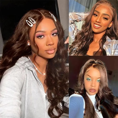 Chocolate Brown Body Wave HD Lace Front Wig – 13x4 & 13x6, 180%/200% Density, 18–46 Inch